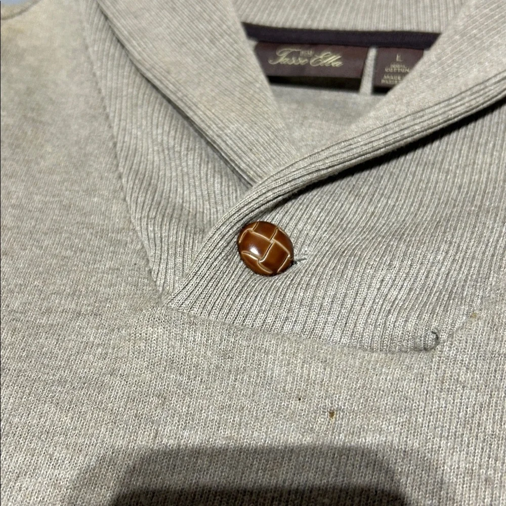 Tasso Elba Premium Collared Taupe Sweater